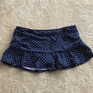 LandsEnd navy polka dot swim skirt